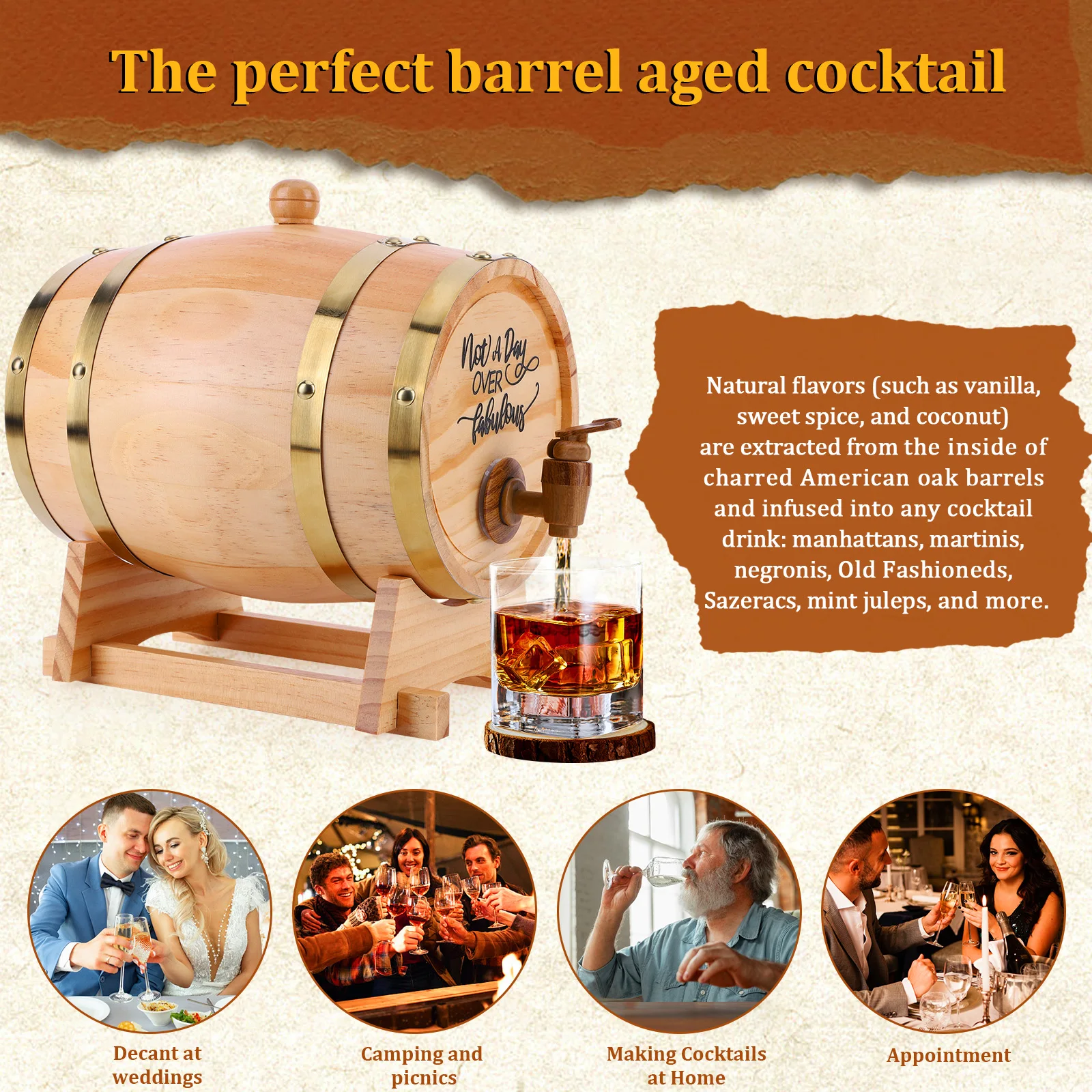 3L Wooden Whiskey Barrel with  - Wine Beer Rum recension och pris