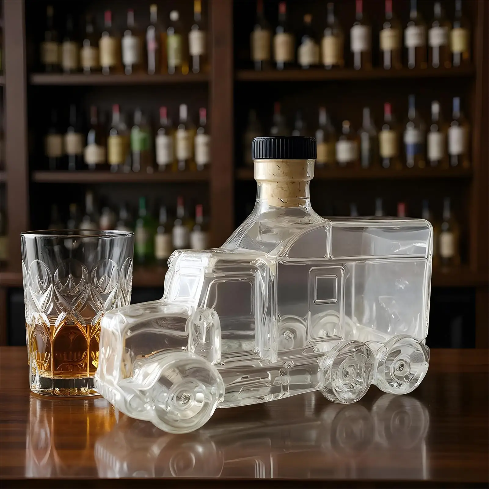 Car Glass Wine Bottle Half Tru - Wine Beer Truck recension och pris