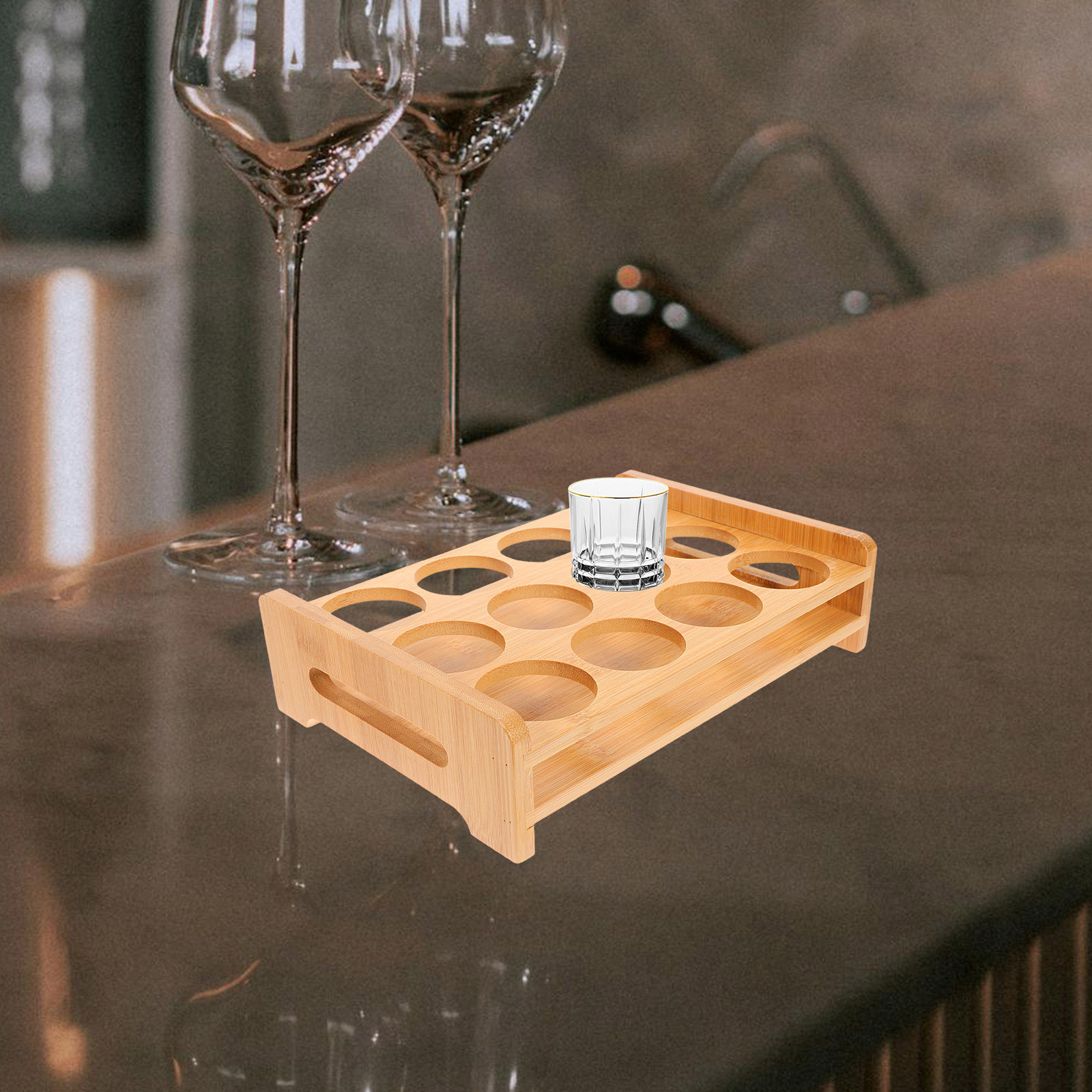 Bamboo Shot Glasses Holder Dis - Wine Beer Glass recension och pris